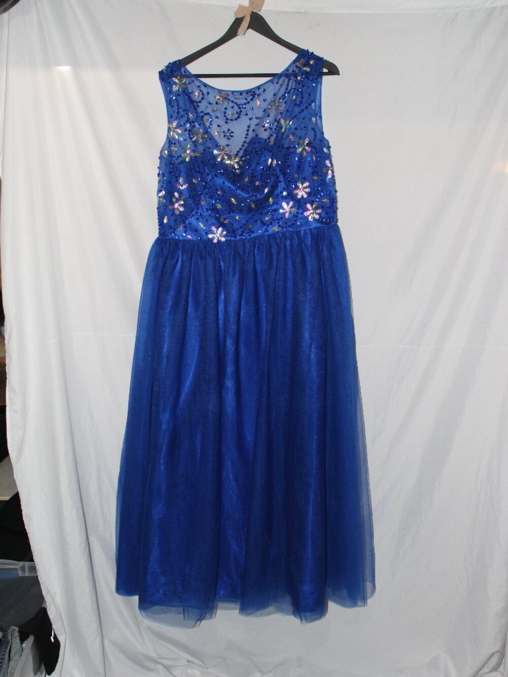 Royal Blue Sparkle Tulle Sleeveless Maxi Dress